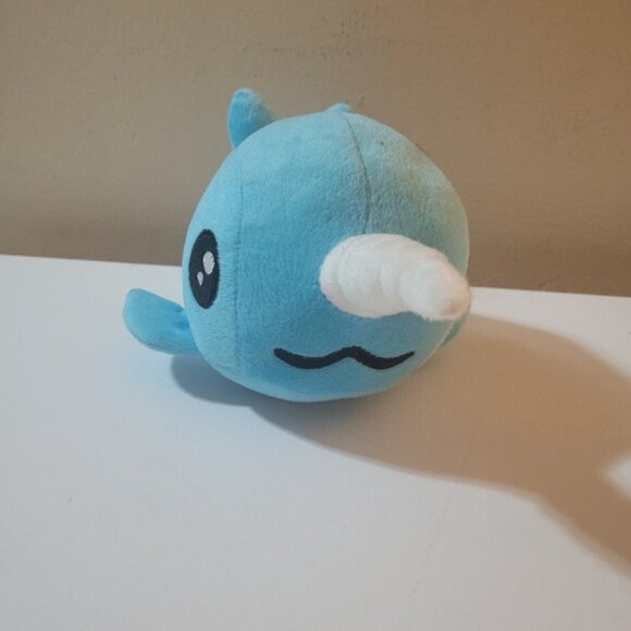 Peek A Boo Toys Blue Narwhal Unicorn Whale Plush Toy - Picture 2 of 5